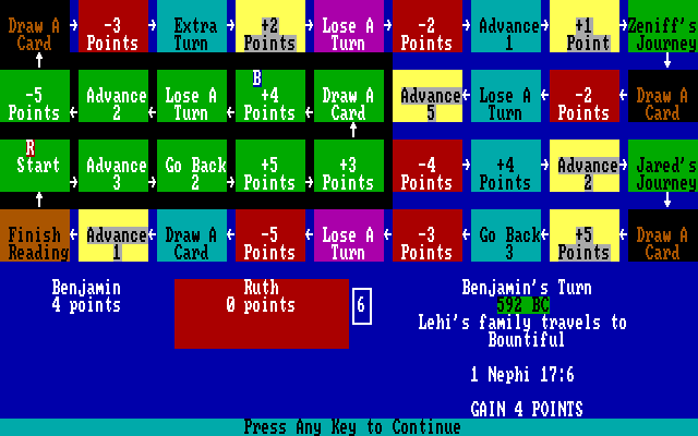 Book of Mormon Game, The IBM PC/Compatibles Screenshot: I gained 4 points!