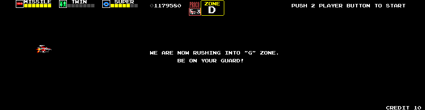 Darius Arcade Screenshot: We are now rushing into "G" zone. Be on your guard!
