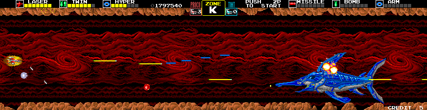 Darius Arcade Screenshot: Keen Bayonet is the end of level boss for Zone K.