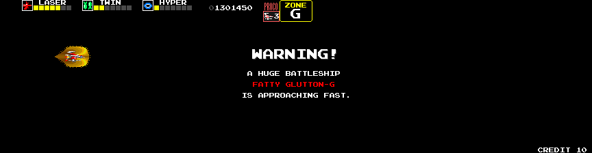 Darius Arcade Screenshot: Fatty Glutton is approaching fast!