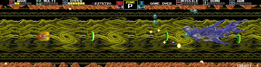 Darius Arcade Screenshot: Iron Hammer, end of Zone P, arrives...