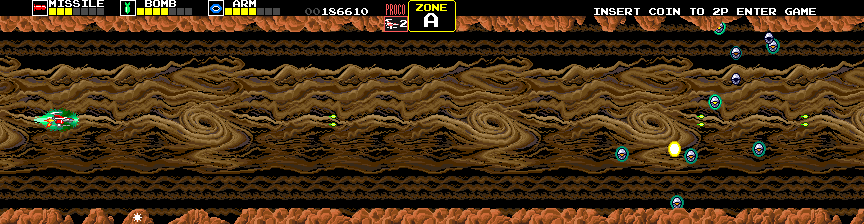 Darius Arcade Screenshot: First, these orbs appear prior to the large battleship; shoot them first.