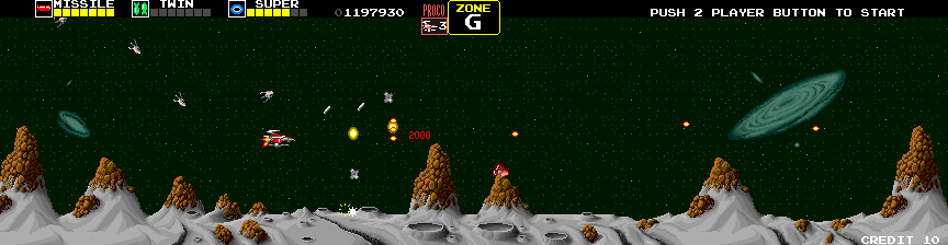 Darius Arcade Screenshot: Numerous small enemies swarm the player...