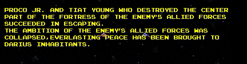 Darius II Arcade Screenshot: Game complete! Here's the ending for one of the paths...