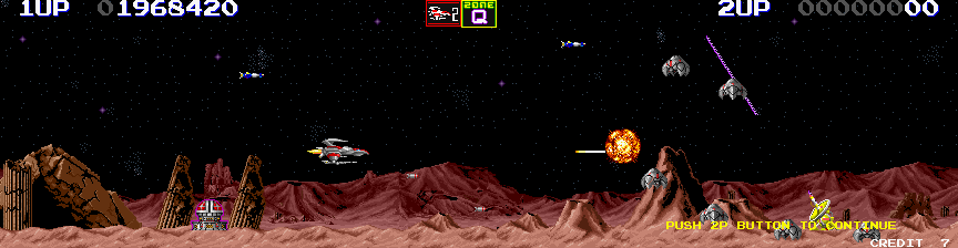 Darius II Arcade Screenshot: Destroy enemies before they destroy you...