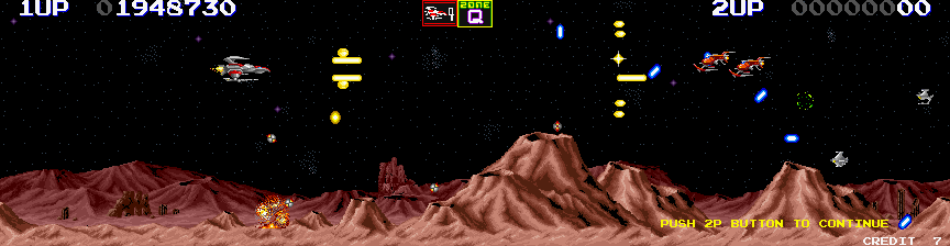 Darius II Arcade Screenshot: Entering Zone Q...