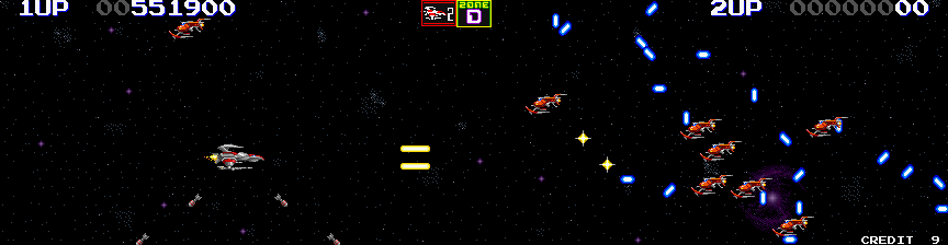 Darius II Arcade Screenshot: Entering Zone D...