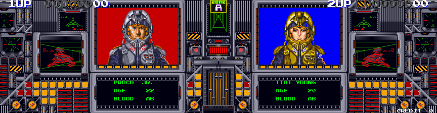 Darius II Arcade Screenshot: Attract mode; introducing our pilots...