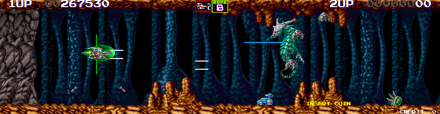 Darius II Arcade Screenshot: Zone B mini boss...