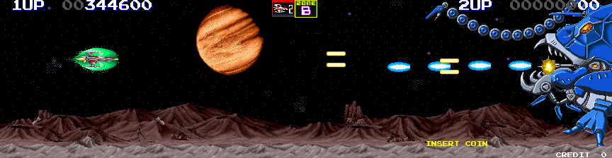 Darius II Arcade Screenshot: Alloy Lantern, the end of level boss in Zone B.