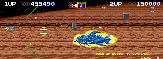 Darius II Arcade Screenshot: A King Fossil mini-boss...