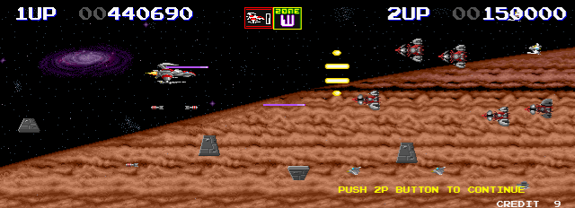 Darius II Arcade Screenshot: Rapid attacks! Be on your guard!