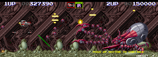 Darius II Arcade Screenshot: Grand Octopus, the end of Zone R...