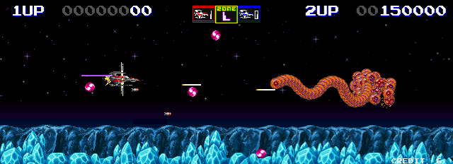Darius II Arcade Screenshot: The final form this end of level boss takes on...