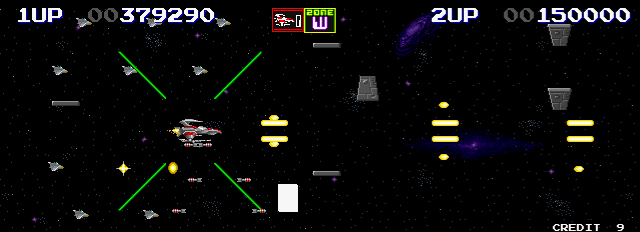 Darius II Arcade Screenshot: Four way lasers come in handy...