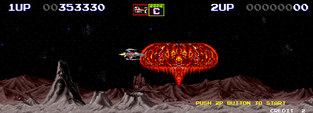 Darius II Arcade Screenshot: A large explosion takes out numerous enemies...