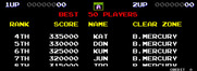 Darius II for Arcade - High scores.