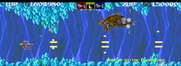 Darius II for Arcade - Flying through a narrow cave while fighting a mini-boss...