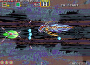 Darius Gaiden for Arcade - Zone H features a psychedelic background.
