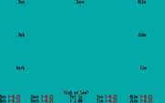 3 Card High Low Poker for IBM PC/Compatibles - Game start; choose high or low for this hand.