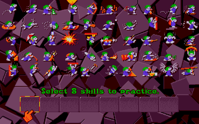 Lemmings 2: The Tribes IBM PC/Compatibles Screenshot: The game allows you to practice the new lemming skills.