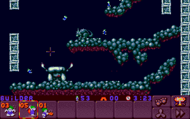 Lemmings 2: The Tribes IBM PC/Compatibles Screenshot: In many areas the level is large enough to scroll.