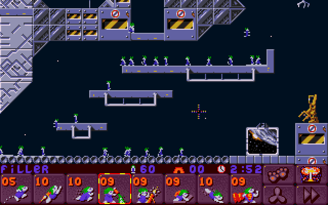Lemmings 2: The Tribes IBM PC/Compatibles Screenshot: Lemmings march back and forth...