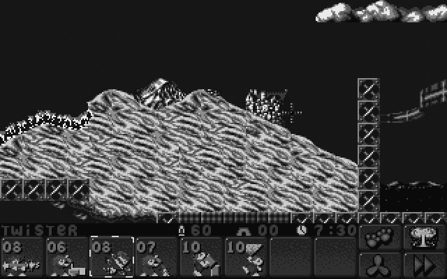 Lemmings 2: The Tribes IBM PC/Compatibles Screenshot: My lemmings are trapped behind a ridge.