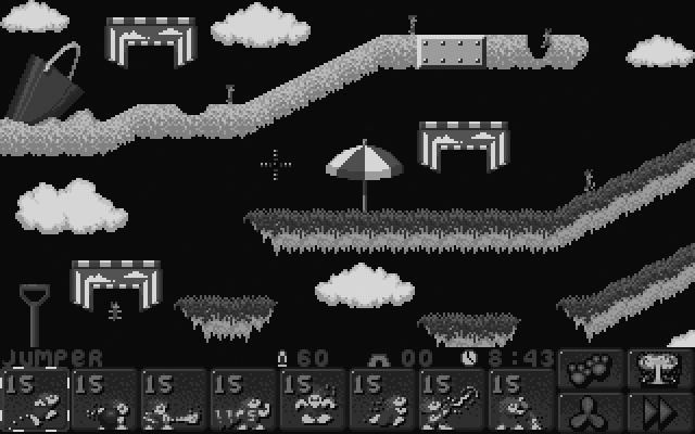 Lemmings 2: The Tribes IBM PC/Compatibles Screenshot: Start of the beach lemmings level.