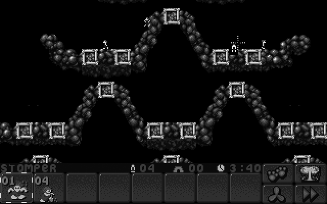 Lemmings 2: The Tribes IBM PC/Compatibles Screenshot: Blocks can't be destroyed, you can only dig through the dirt here...