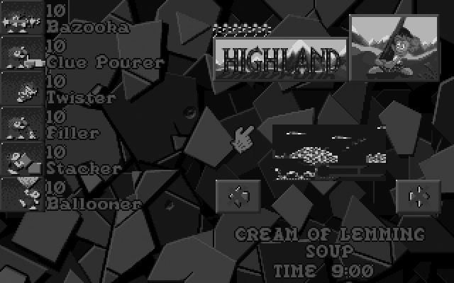 Lemmings 2: The Tribes IBM PC/Compatibles Screenshot: Ready to try the highland lemmings challenge?