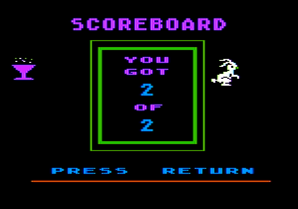 Addition Magician Apple II Screenshot: Here's the scoreboard...