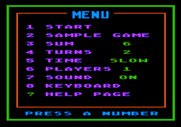 Addition Magician for Apple II - The main menu.