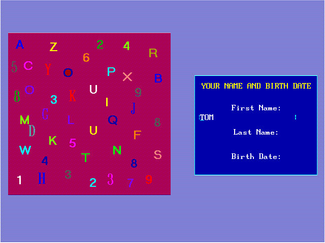 10 Best Fortune Teller IBM PC/Compatibles Screenshot: Entering some information for numerology.
