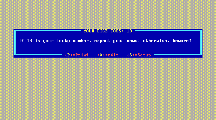 10 Best Fortune Teller IBM PC/Compatibles Screenshot: If, Somehow, the number 13 is my lucky number...