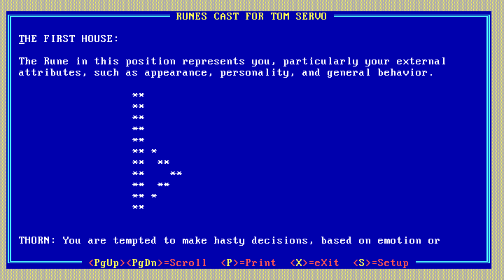 10 Best Fortune Teller IBM PC/Compatibles Screenshot: Runes cast...