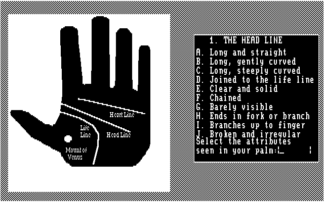 10 Best Fortune Teller IBM PC/Compatibles Screenshot: Palm reading.
