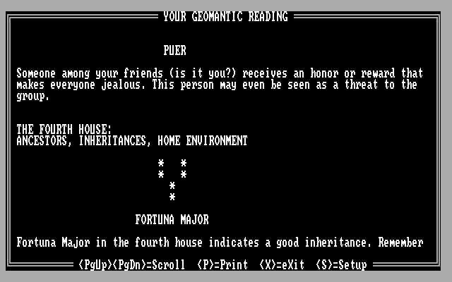 10 Best Fortune Teller IBM PC/Compatibles Screenshot: Dot pattern results continued...