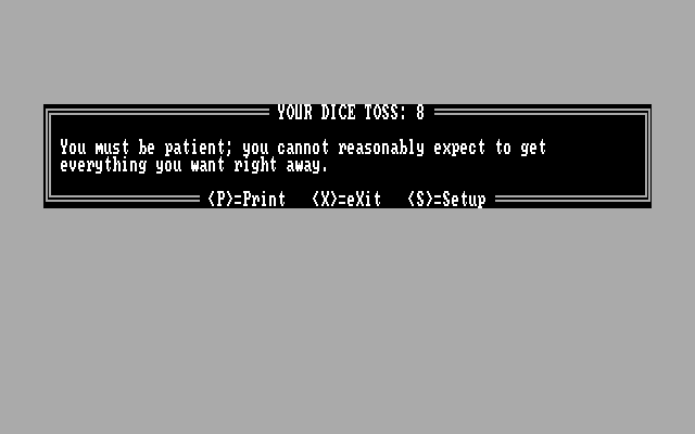 10 Best Fortune Teller IBM PC/Compatibles Screenshot: Here's what a dice toss of 8 means today...