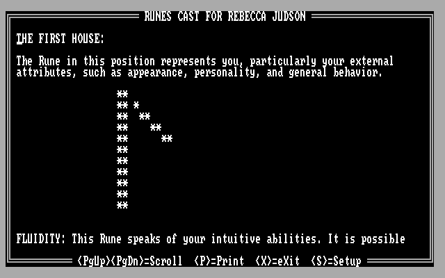 10 Best Fortune Teller IBM PC/Compatibles Screenshot: Rune cast results.