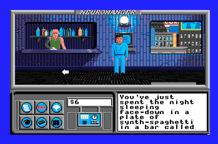 Neuromancer Apple IIgs Screenshot: Game start.