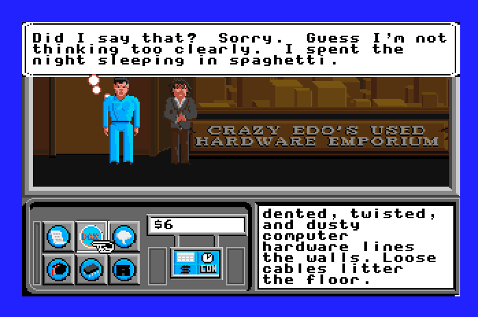 Neuromancer Apple IIgs Screenshot: Select a response to a question.