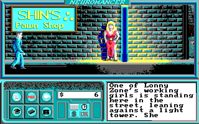 Neuromancer IBM PC/Compatibles Screenshot: There is a girl here...