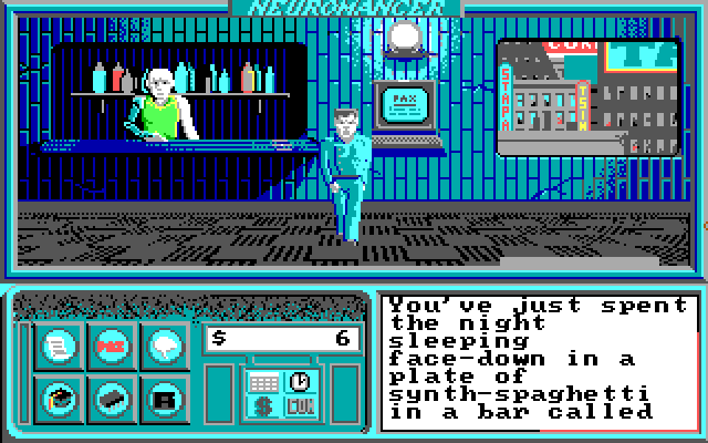 Neuromancer IBM PC/Compatibles Screenshot: The game begins here.