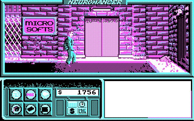 Neuromancer IBM PC/Compatibles Screenshot: Outside a store.
