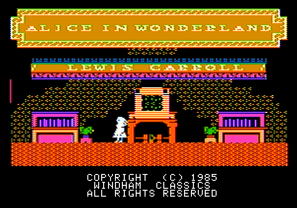 Alice in Wonderland Apple II Screenshot: Title screen.