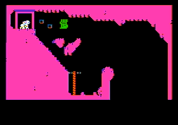 Alice in Wonderland Apple II Screenshot: Crawling into the rabbit hole.