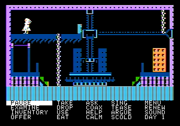 Alice in Wonderland Apple II Screenshot: Exploring the house before setting out.