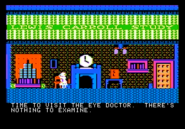 Alice in Wonderland Apple II Screenshot: Really, nothing to examine here? Oh well.