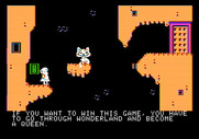 Alice in Wonderland for Apple II - The Cheshire Cat offers a clue.